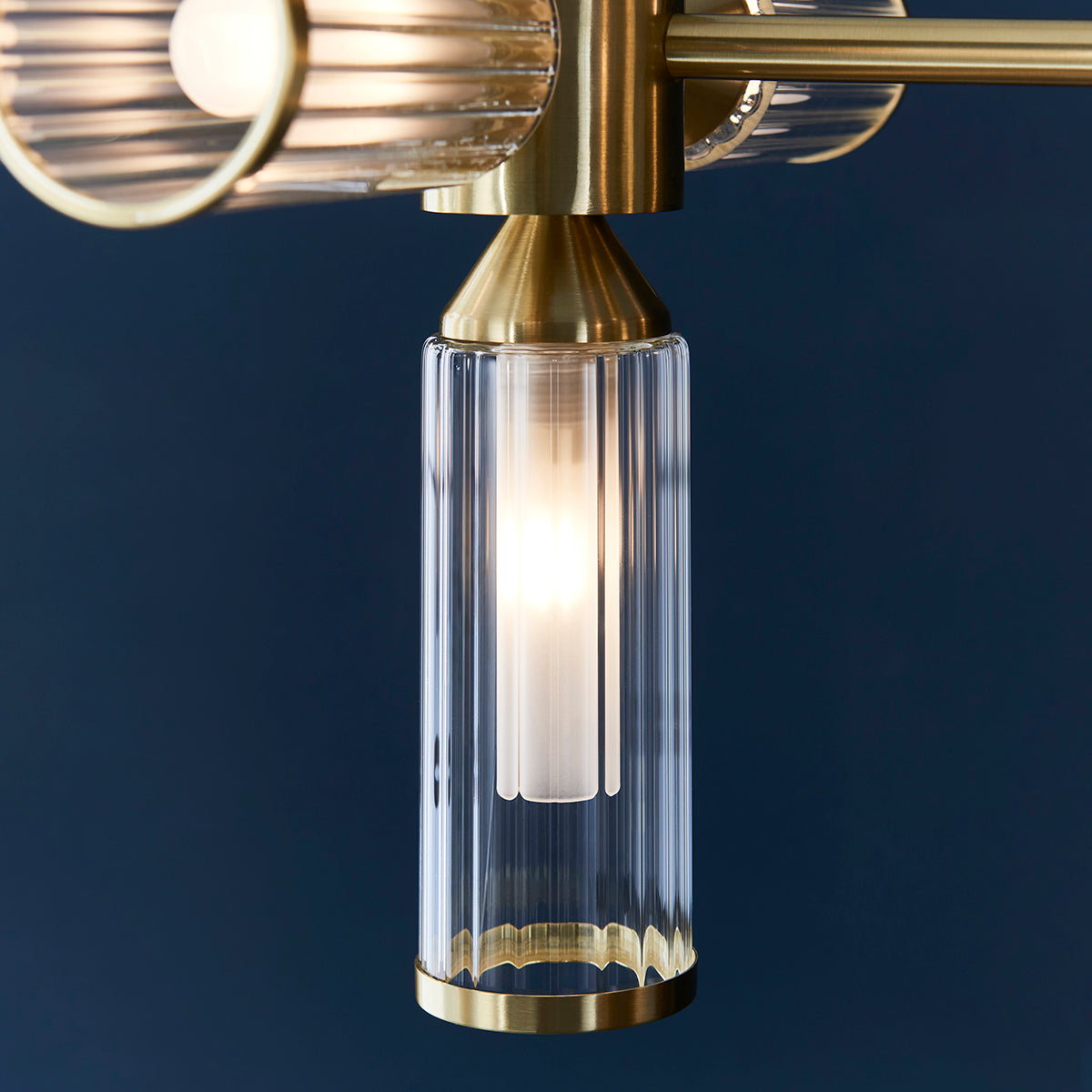 Juliette Extra Large Linear Glass Pendant in Brushed Brass