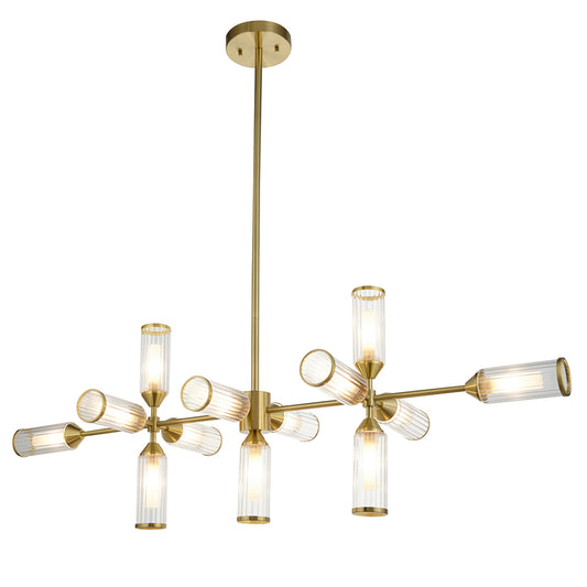 Juliette Extra Large Linear Glass Pendant in Brushed Brass