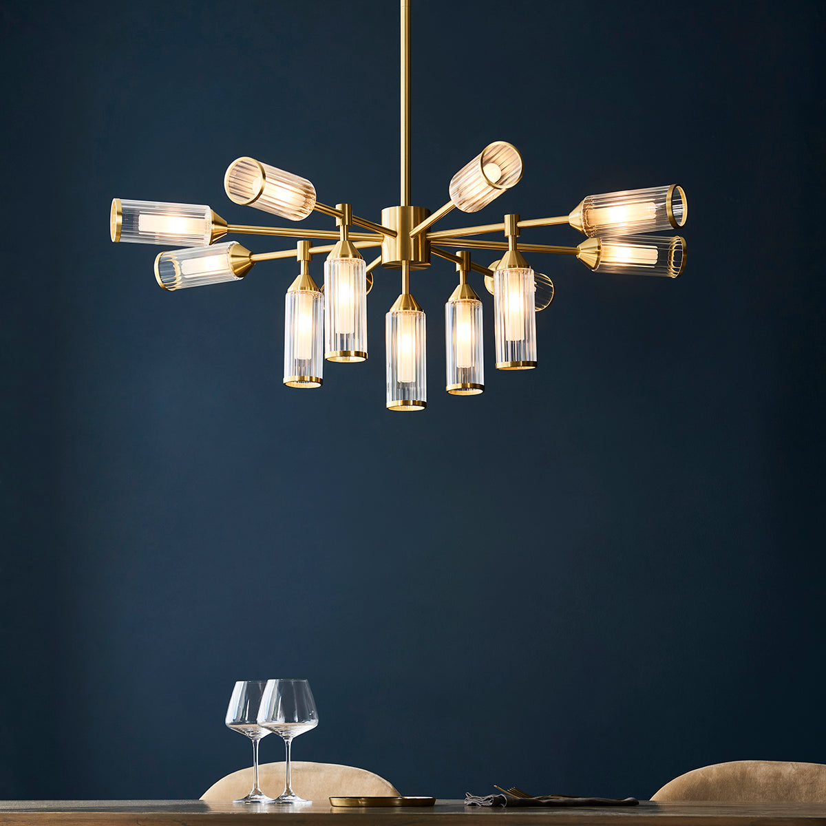 Juliette Extra Large Glass Pendant in Brushed Brass
