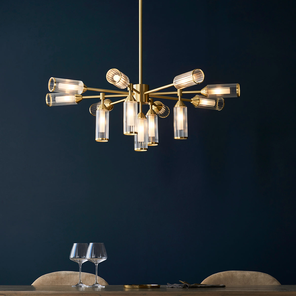 Juliette Extra Large Glass Pendant in Brushed Brass
