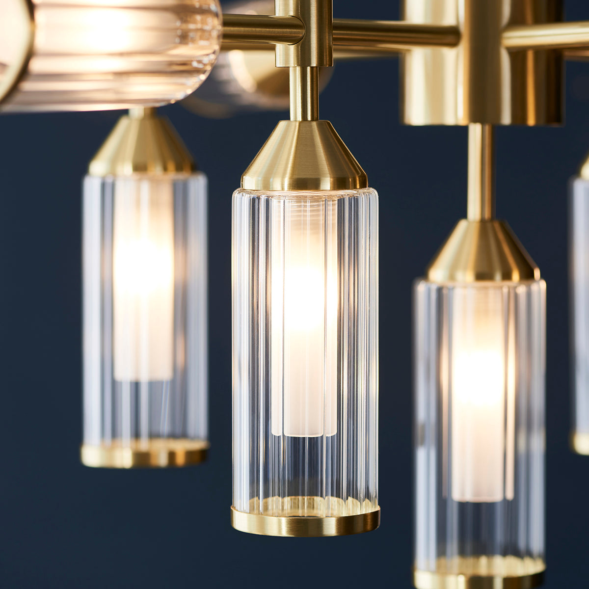 Juliette Extra Large Glass Pendant in Brushed Brass