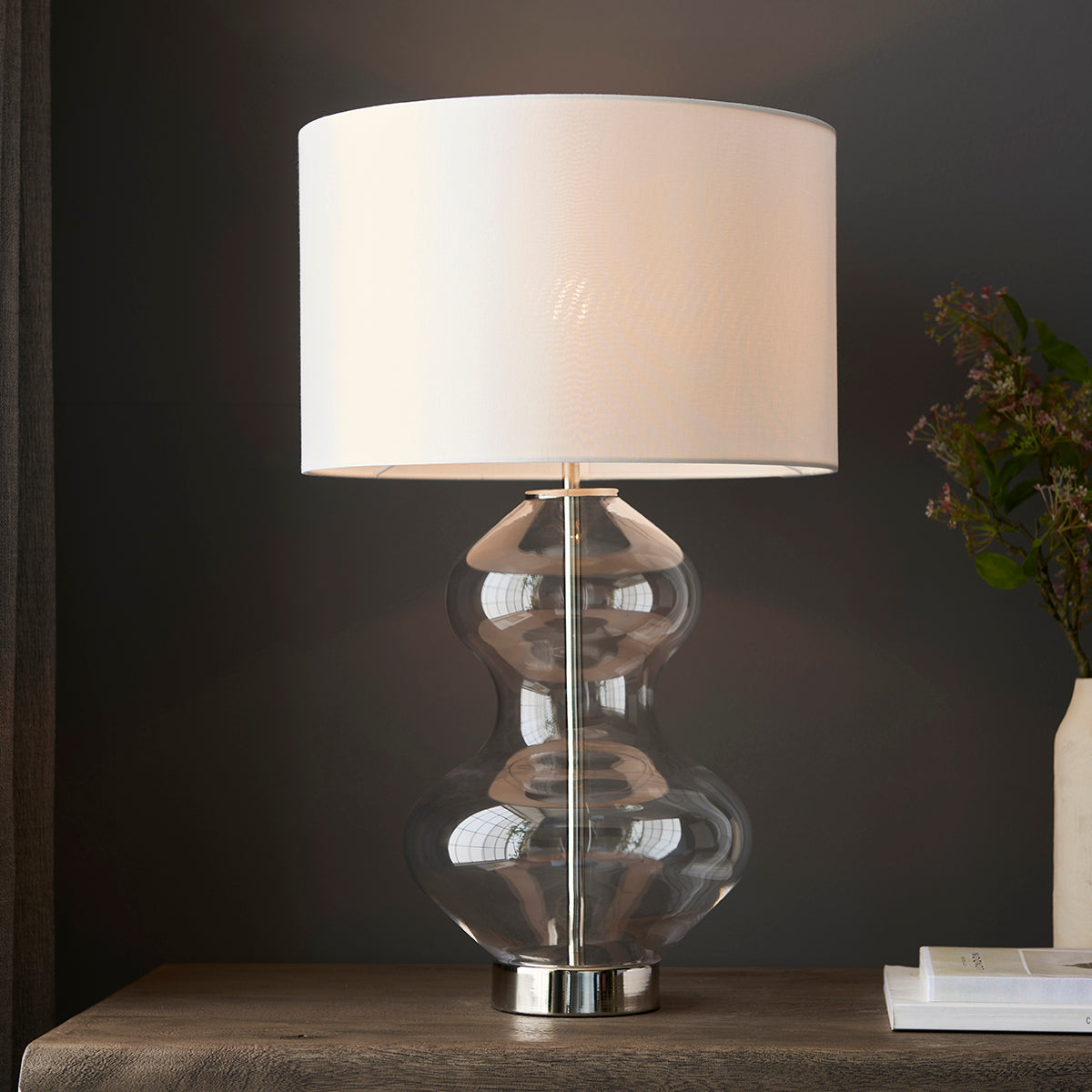 Bright nickel plate with vintage white fabric