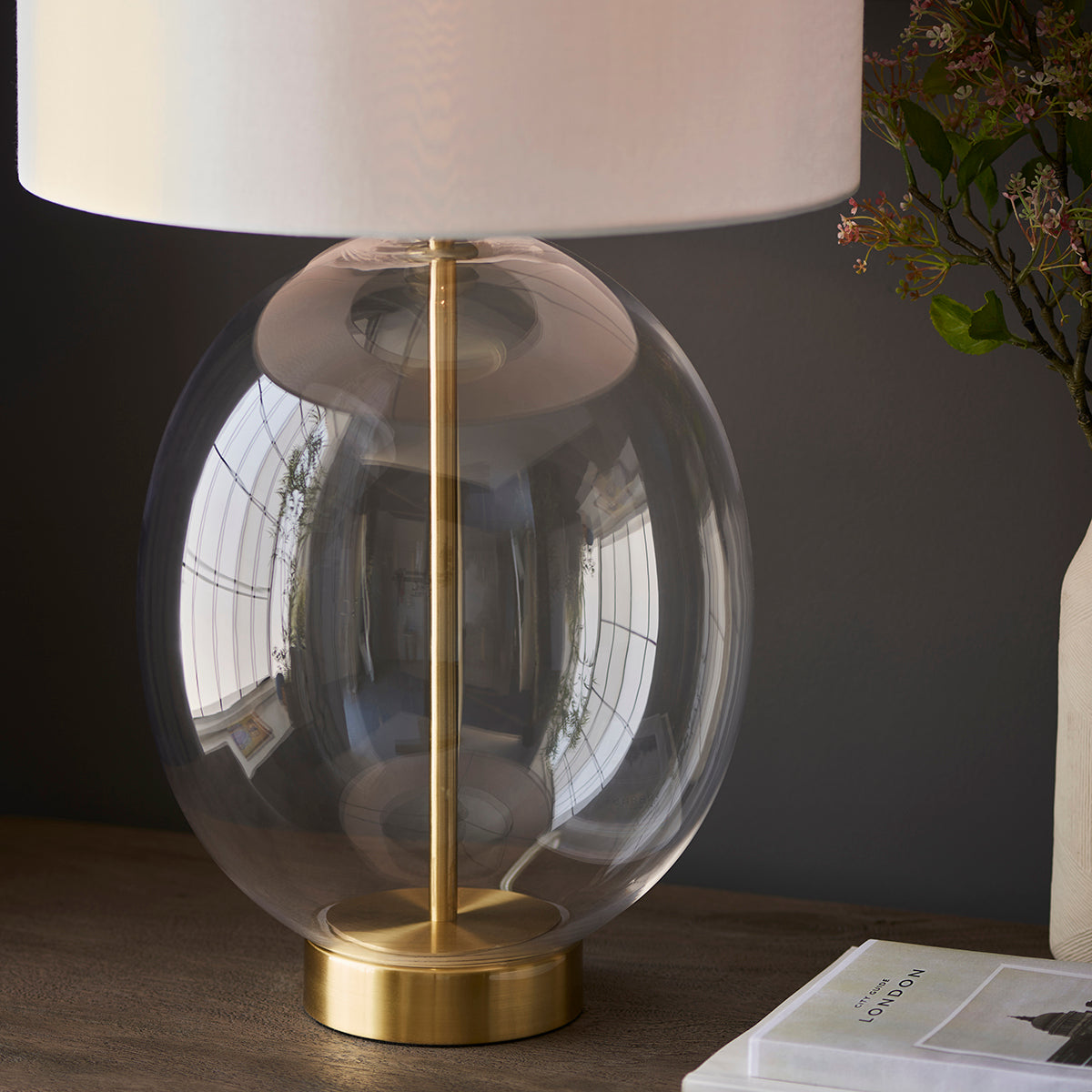 Satin brass plate with vintage white fabric
