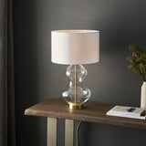Satin brass plate with vintage white fabric