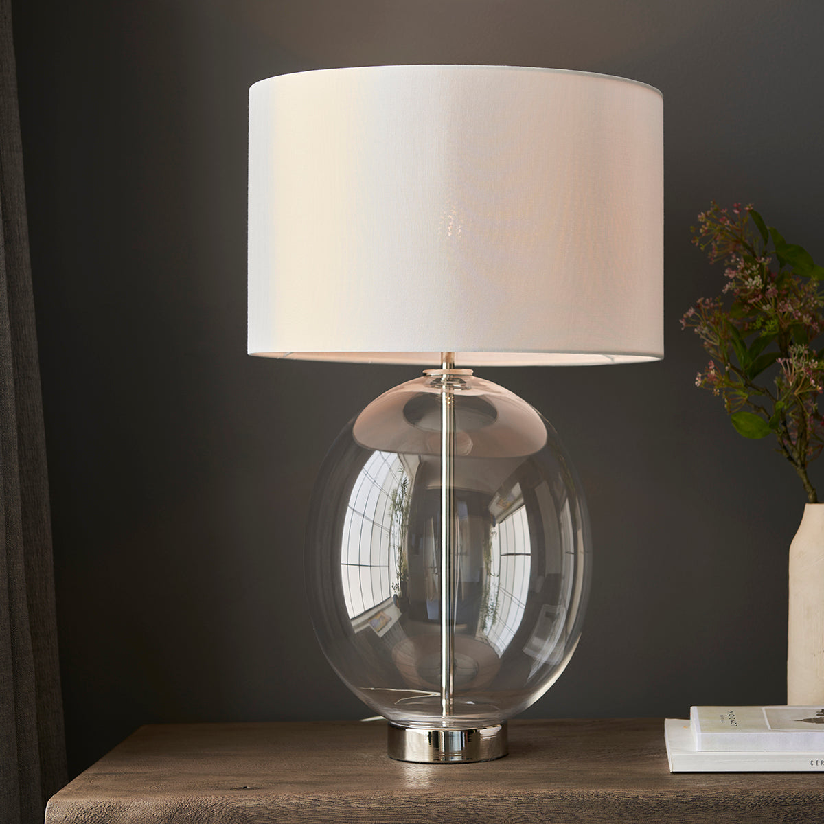Bright nickel plate with vintage white fabric