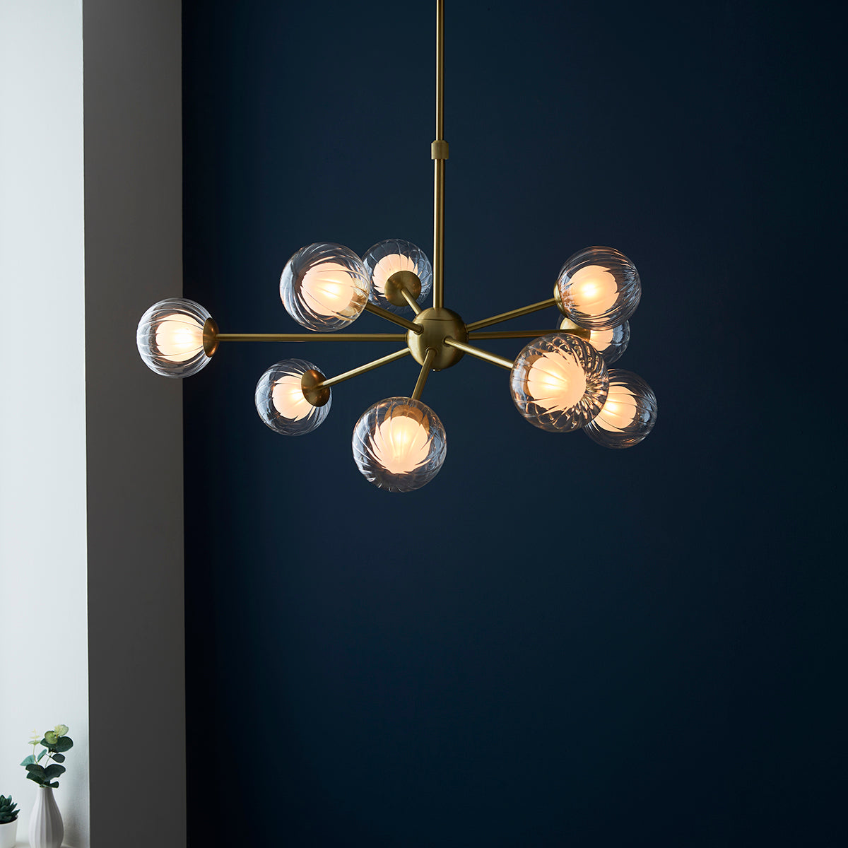 Ariella Frosted Glass Pendant in Satin Brass