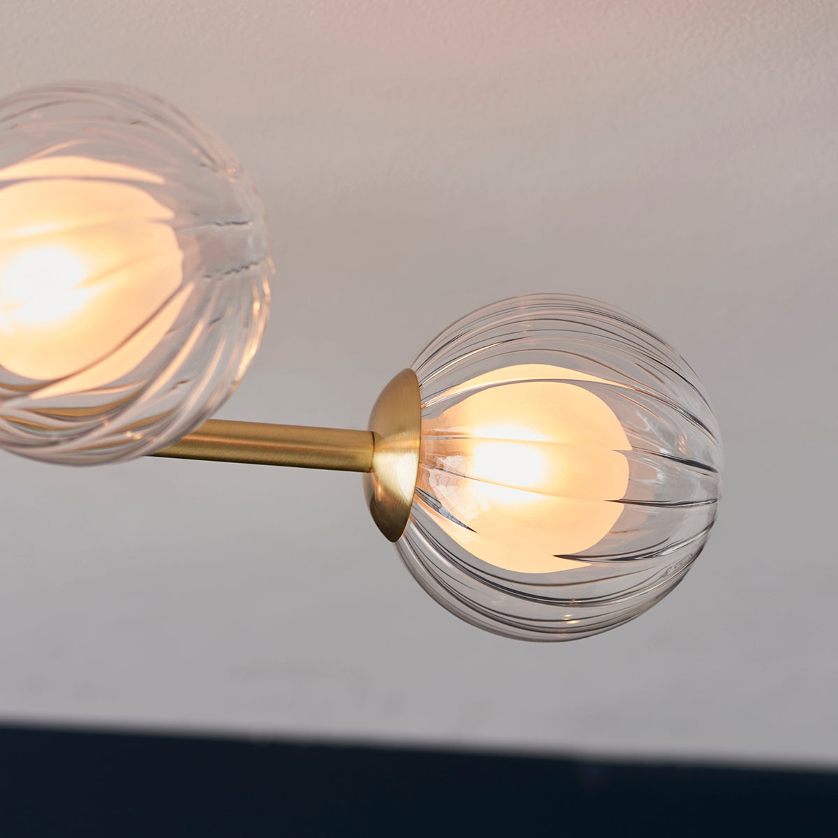 Ariella Frosted Glass Semi Flush Light in Satin Brass