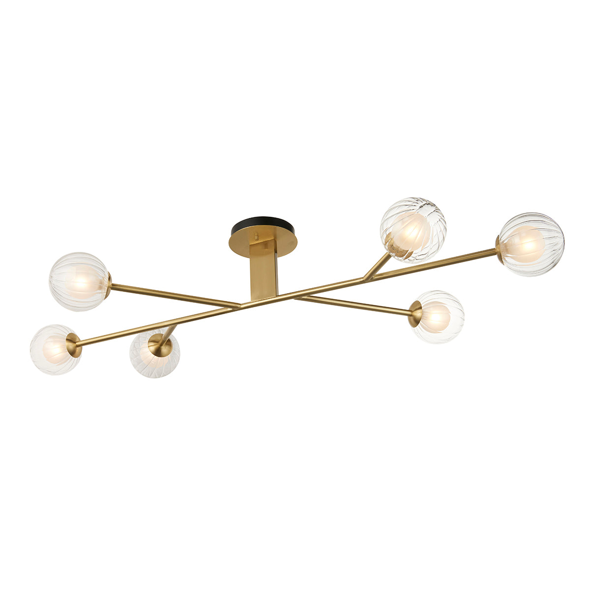 Ariella Frosted Glass Semi Flush Light in Satin Brass