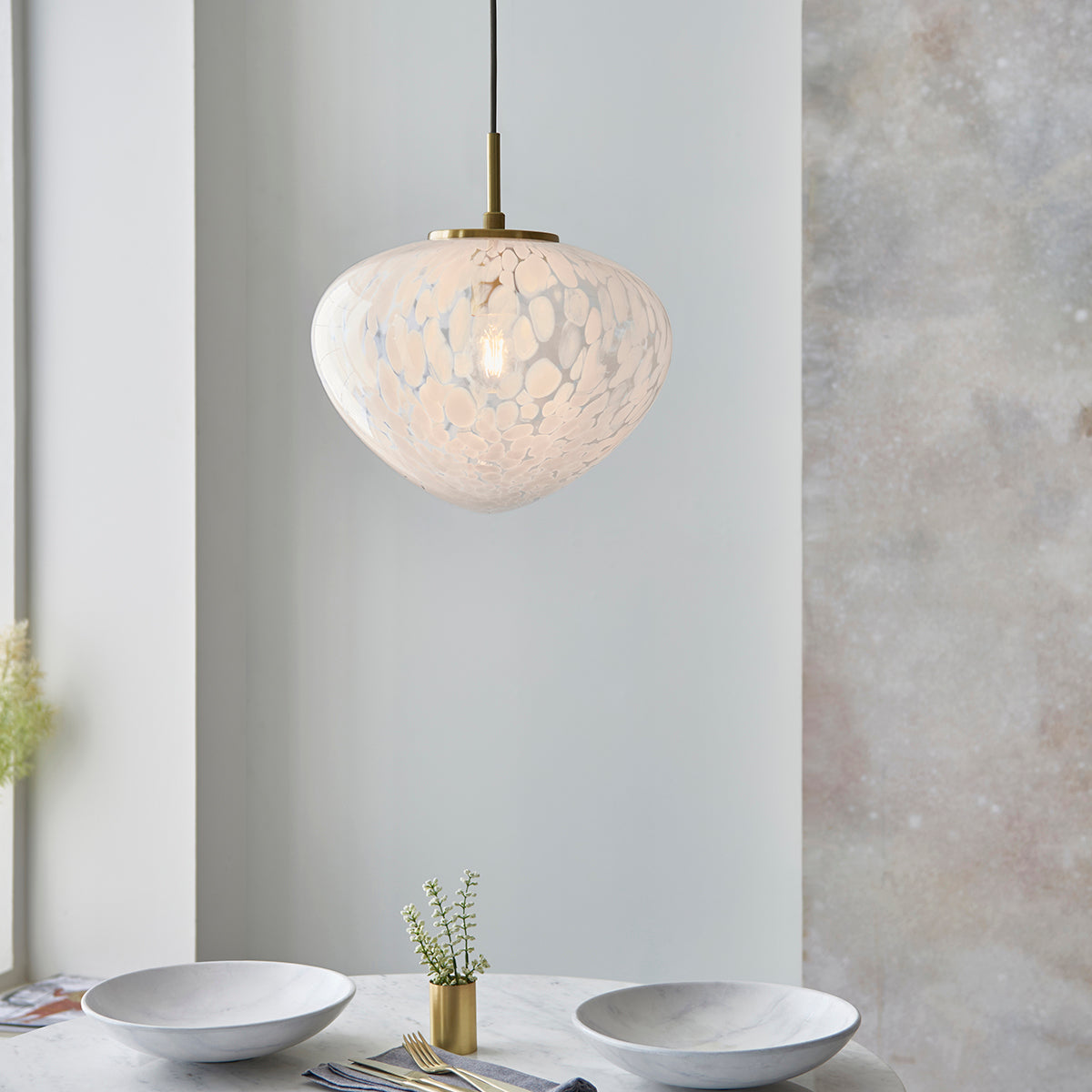 Bolota Confetti Glass Single Pendant in Satin Brass