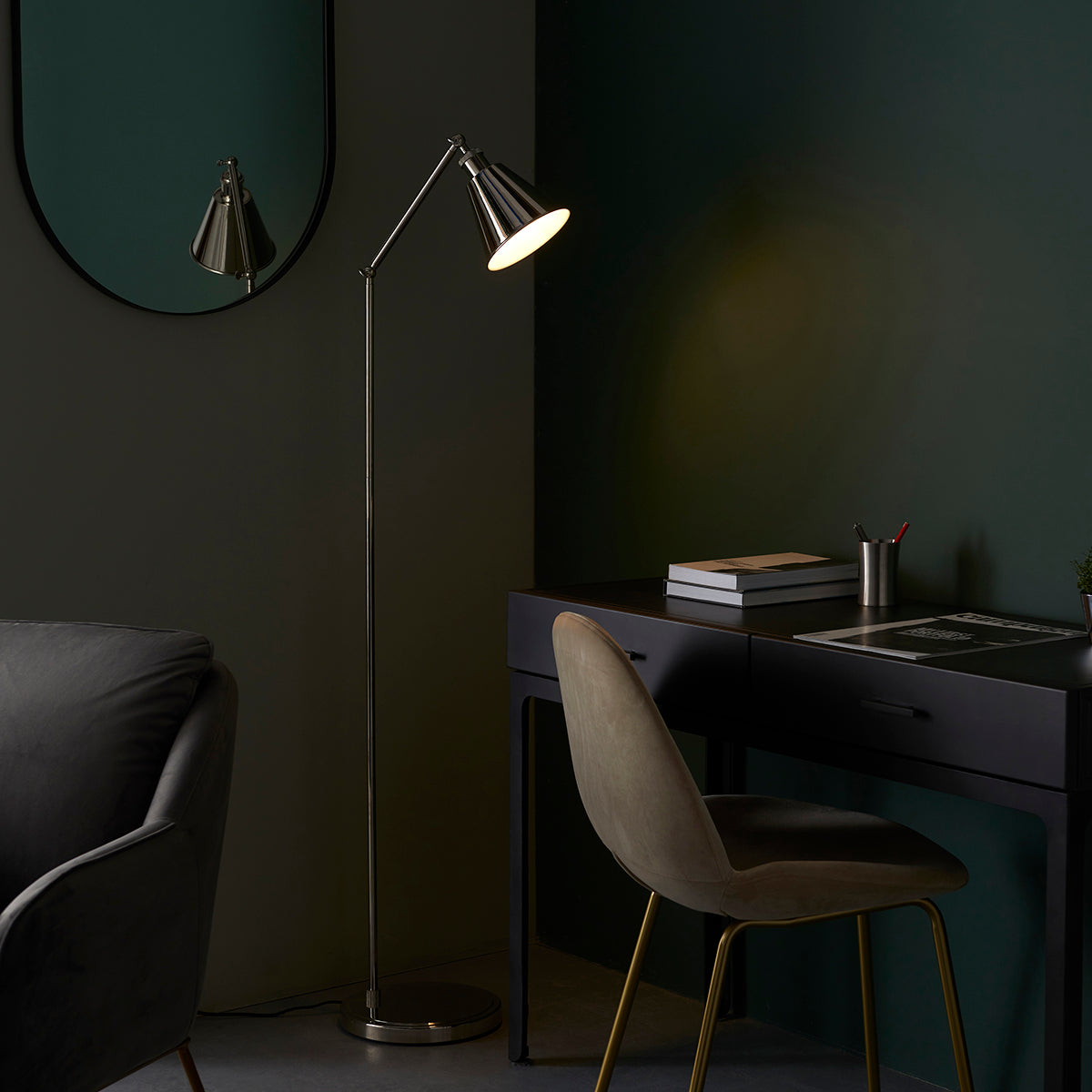 Felton Floor Light in Bright Nickel