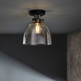 Hayden Tinted Glass Flush Light in Black Chrome