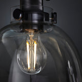 Hayden Tinted Glass Flush Light in Black Chrome