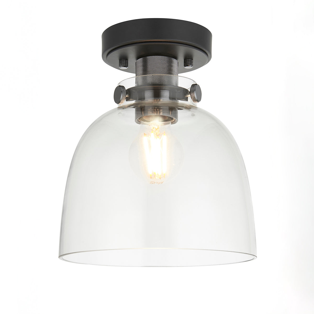 Hayden Tinted Glass Flush Light in Black Chrome