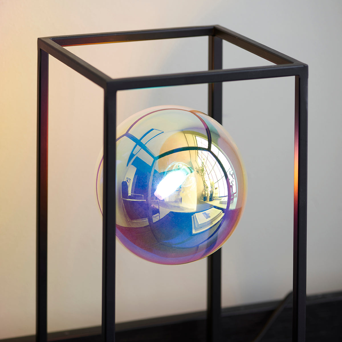 Draven Open Frame Table Light with Iridescent Glass