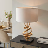 Vivienne Gold Ribbon Table Light with Ivory Shade