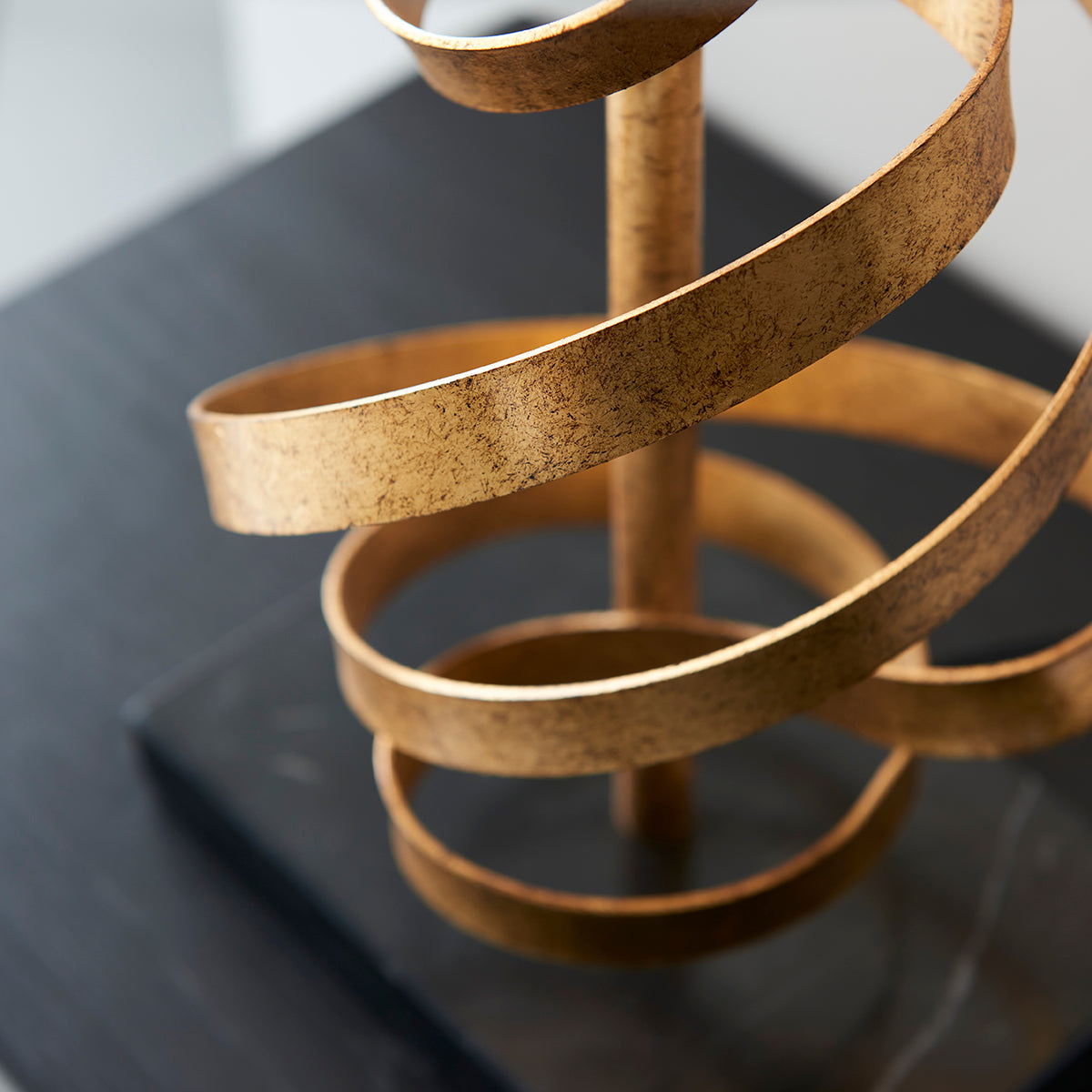 Vivienne Gold Ribbon Table Light with Ivory Shade