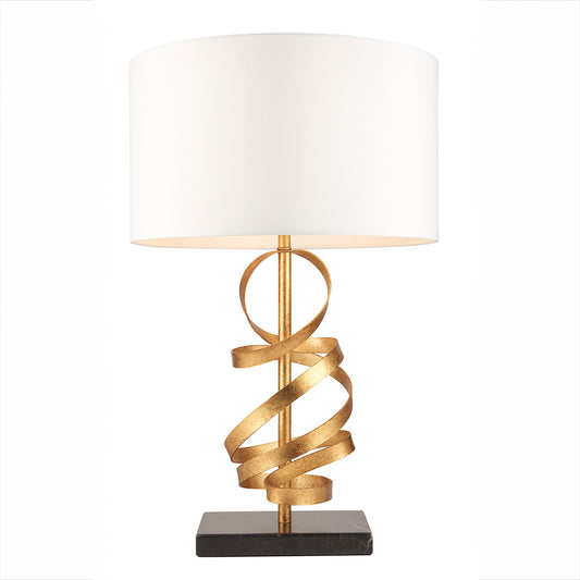 Vivienne Gold Ribbon Table Light with Ivory Shade
