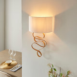 Vivienne Gold Ribbon Wall Light with Ivory Shade