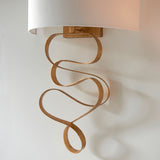 Vivienne Gold Ribbon Wall Light with Ivory Shade
