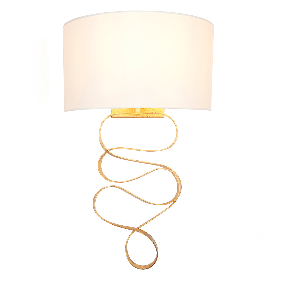 Vivienne Gold Ribbon Wall Light with Ivory Shade