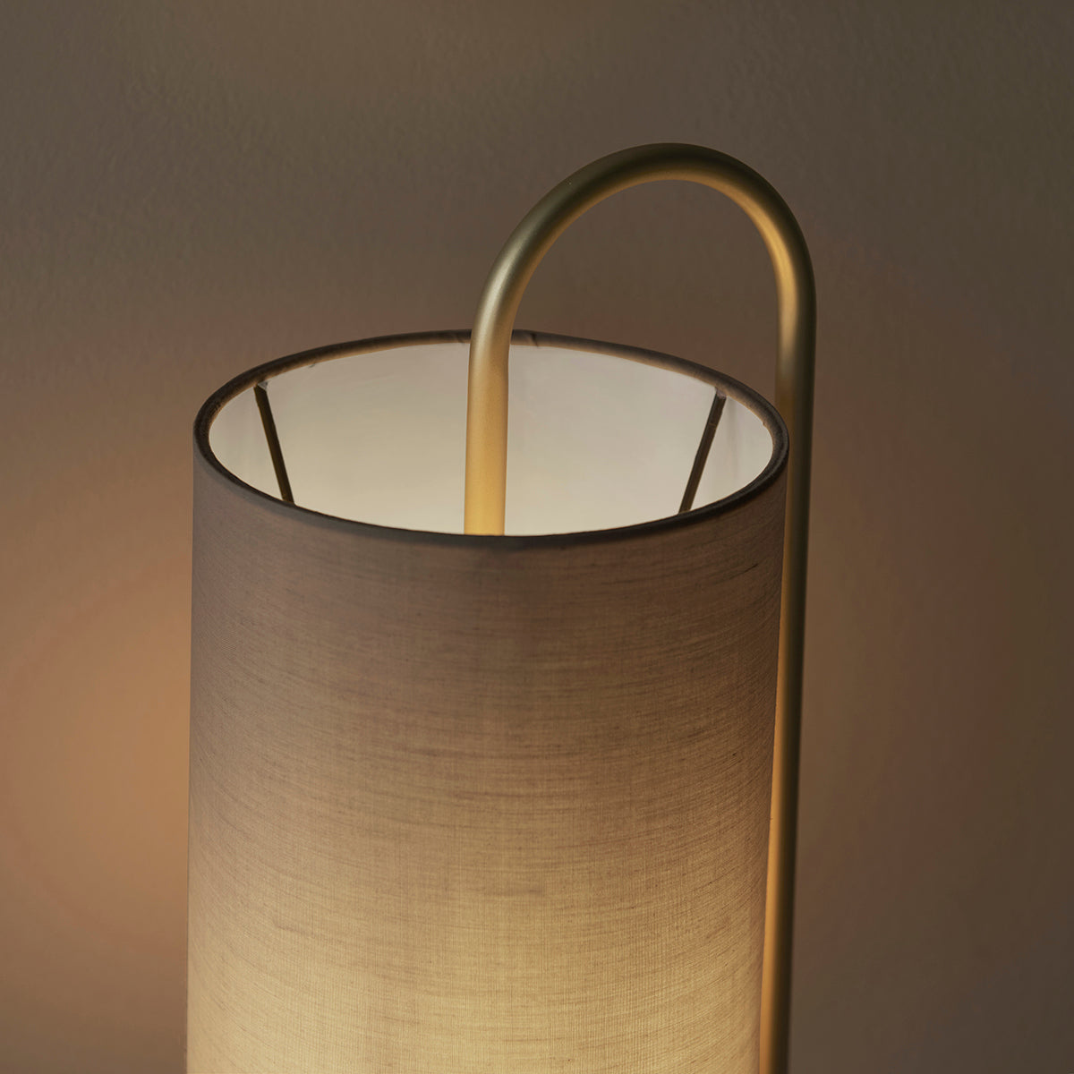 Antique brass paint & grey fabric