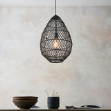 Ezra Pendant in Black Rattan