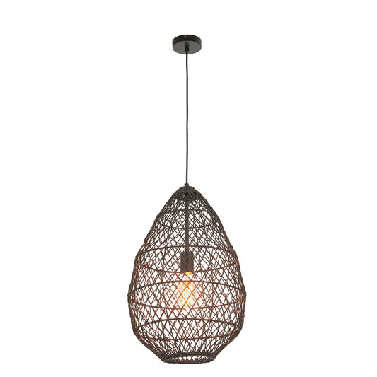Ezra Pendant in Black Rattan