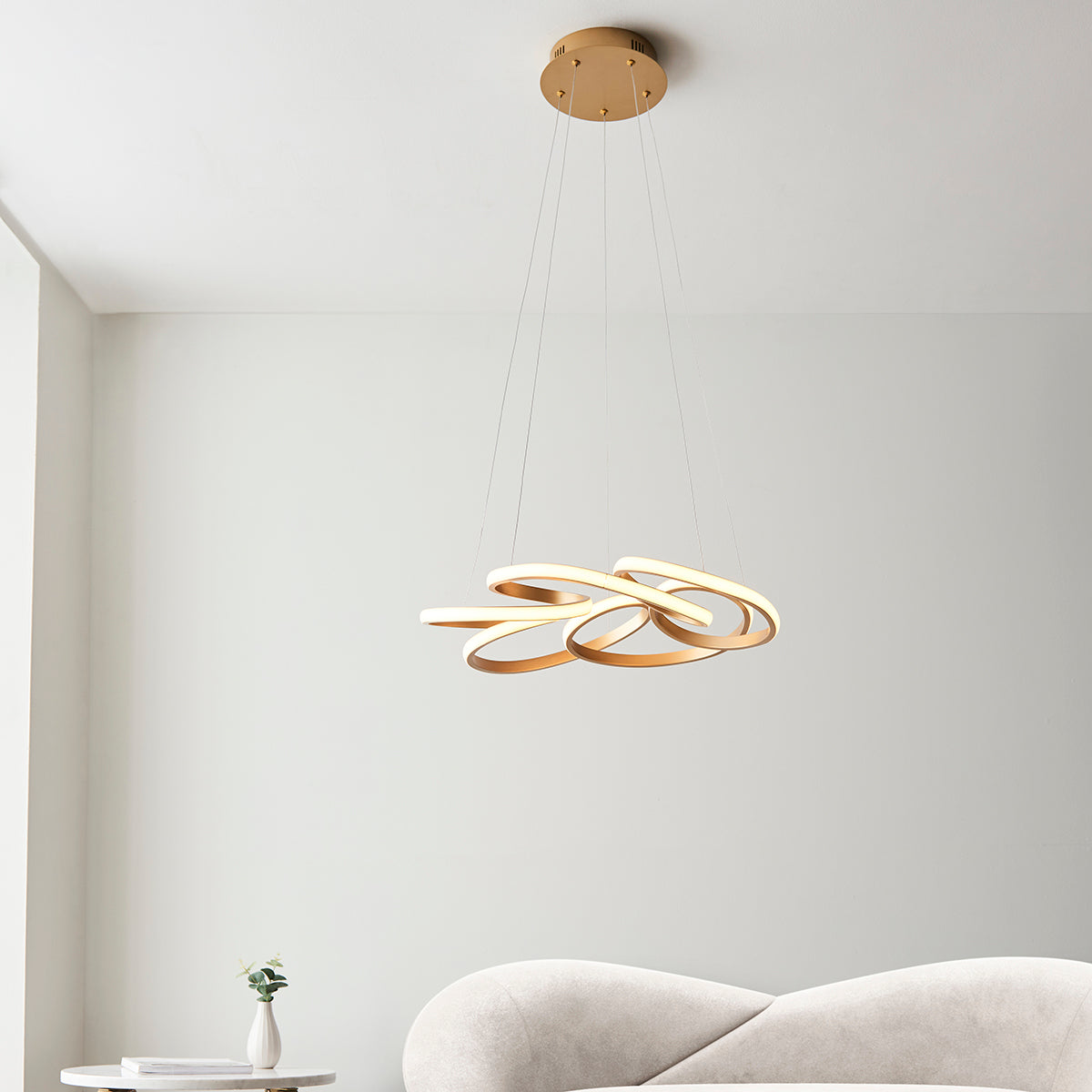 Inez Multi Spiral Pendant in Satin Gold