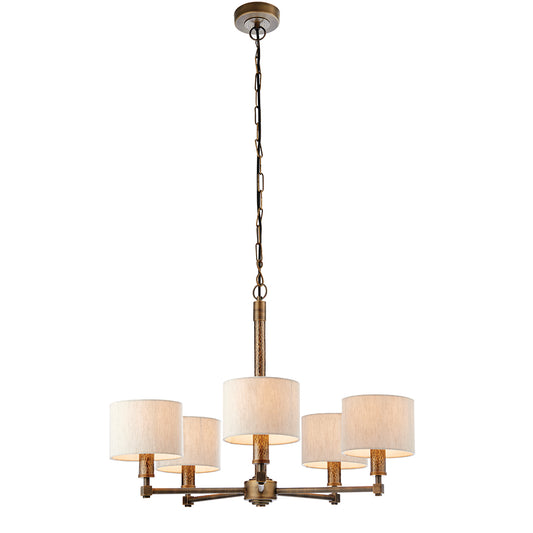 Isaac Five Light Pendant in Hammered Bronze