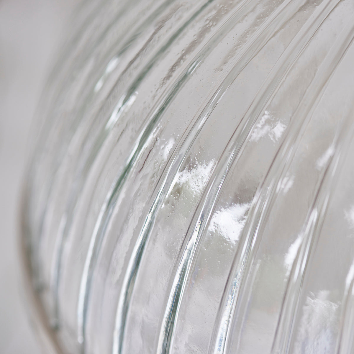 Marlowe Clear Ribbed Glass Pendant in Bright Nickel