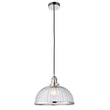 Marlowe Clear Ribbed Glass Pendant in Bright Nickel