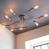 Russell Eight-Light Semi-Flush Light in Pewter