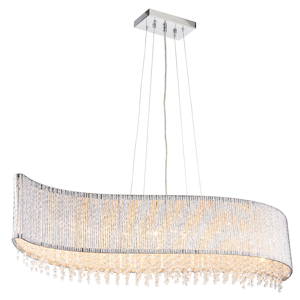 Fergus Clear Crystal Eight Light Pendant in Chrome
