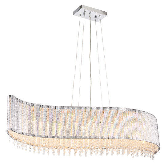 Fergus Clear Crystal Eight Light Pendant in Chrome