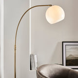 Moon Curved Floor Lamp in Brass, Black Marble and Opal