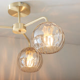 Ripple Three-Light Semi-Flush Ceiling Light in Brushed Brass