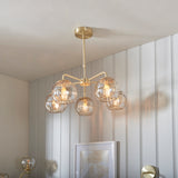 Ripple Five-Light Semi-Flush Ceiling Light in Brushed Brass