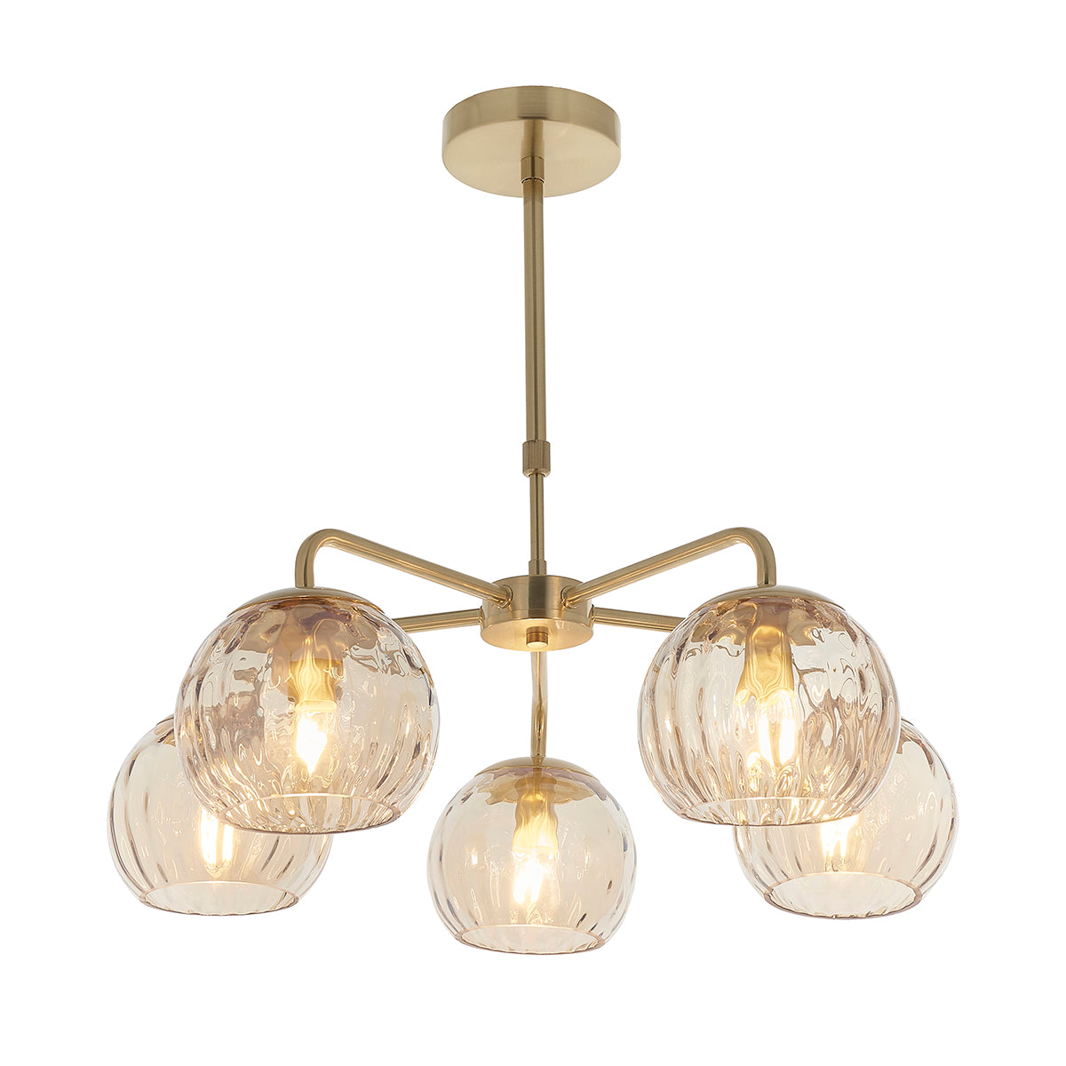 Ripple Five-Light Semi-Flush Ceiling Light in Brushed Brass