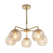 Ripple Five-Light Semi-Flush Ceiling Light in Brushed Brass