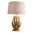 Nola Table Lamp in Gold Leaf with Ivory Cotton Fabric Shade