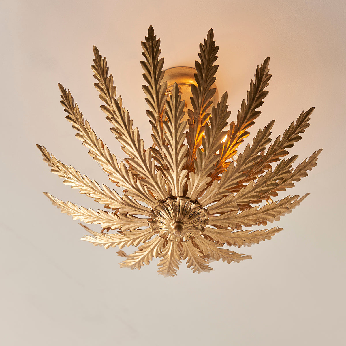 Nola Three Light Flush Light in Gold Leaf