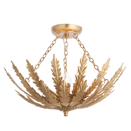 Nola Three Light Flush Light in Gold Leaf