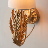 Nola Wall Light in Gold Leaf with Ivory Cotton Fabric Shade