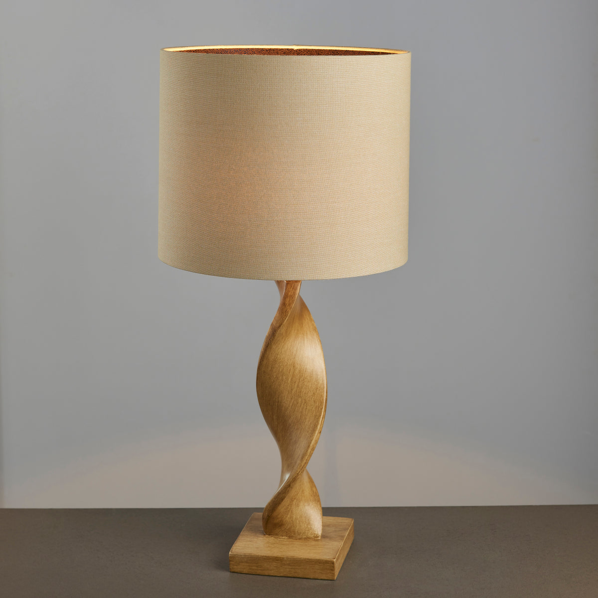 Twisted Table Lamp in Oak
