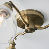 Marlowe Clear Glass Three Light Semi Flush Light in Antique Brass