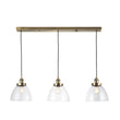 Marlowe Clear Glass Three Light Pendant in Antique Brass