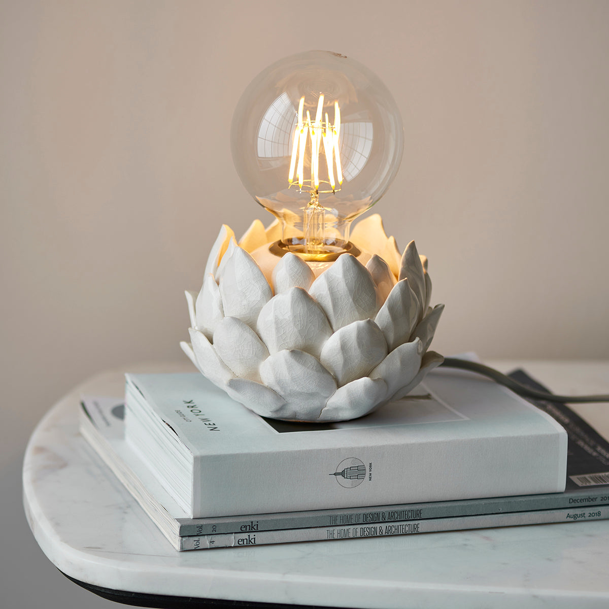 Elyse Table Lamp in Oatmeal Crackle and Antique Brass
