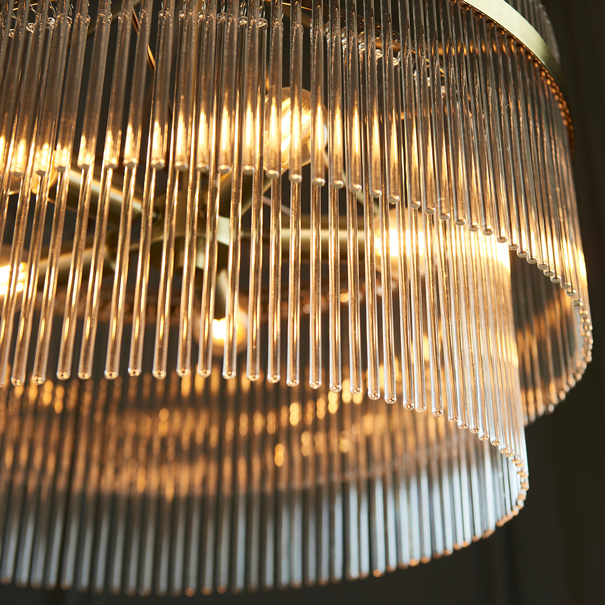 Seraphina Clear Glass Five Light Pendant in Antique Brass
