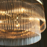 Seraphina Clear Glass Five Light Pendant in Antique Brass