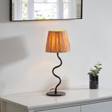 Piper Natural Raffia Table Lamp in Matt Black